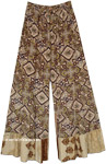 Brown Floral Pants with Flare [3893]