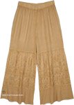 Comfy Beige Wide Pants with Embroidery [3948]