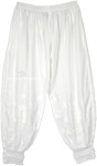 White Salwar Cotton Pants with Hand Embroidery