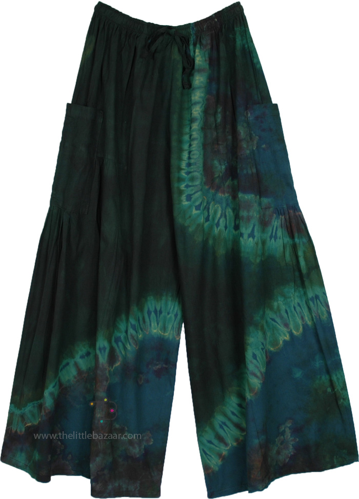 Forest Swirl Tie-Dye Cotton Wide Pants