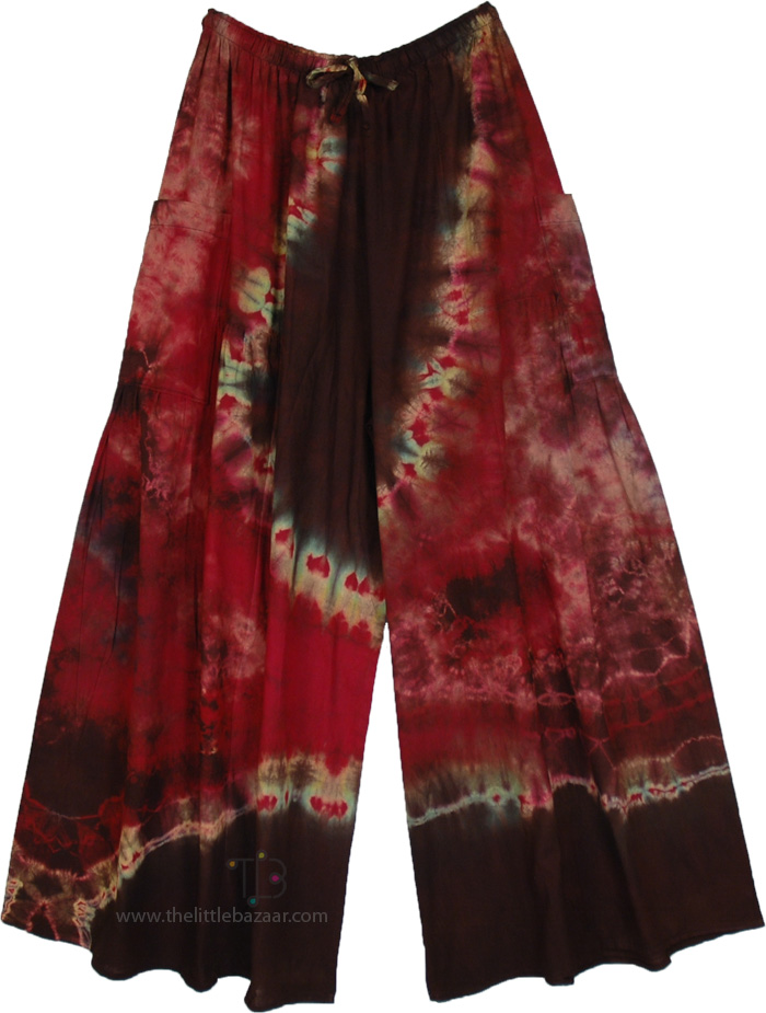 Royal Maroon Vibes Tie-Dye Cotton Pants