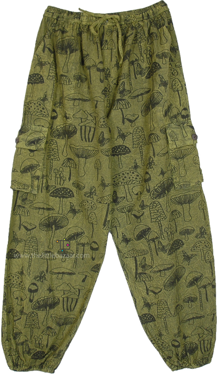 Green Shroom Box Pocket Harem Pants