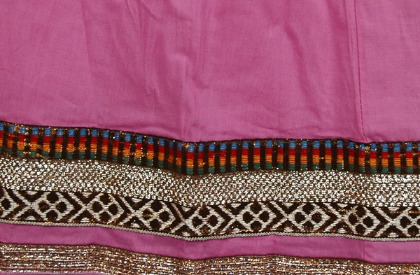 Pink Charm Moroccan Flare Cotton Skirt with Border Trim