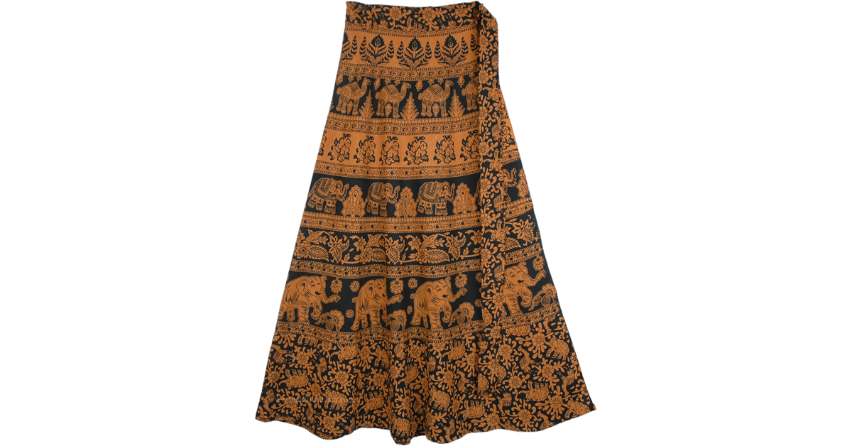 Mai Tai Brown Black Skirt | Brown | Wrap-Around-Skirt, XL-Plus, Misses ...