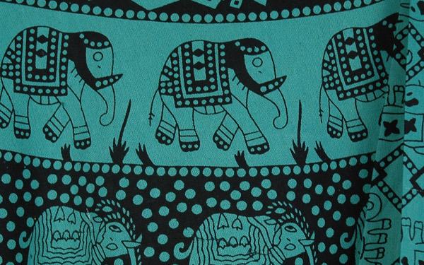 Faded Jade Elephant Parade Wrap Long Cotton Skirt