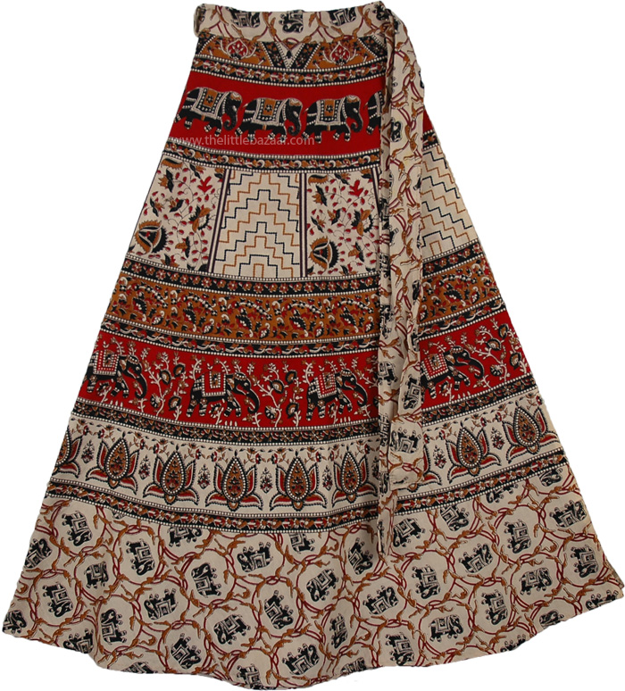 Animal Cocoa Bean Ethnic Wrap Skirt | Clothing | Wrap-Around-Skirt, New