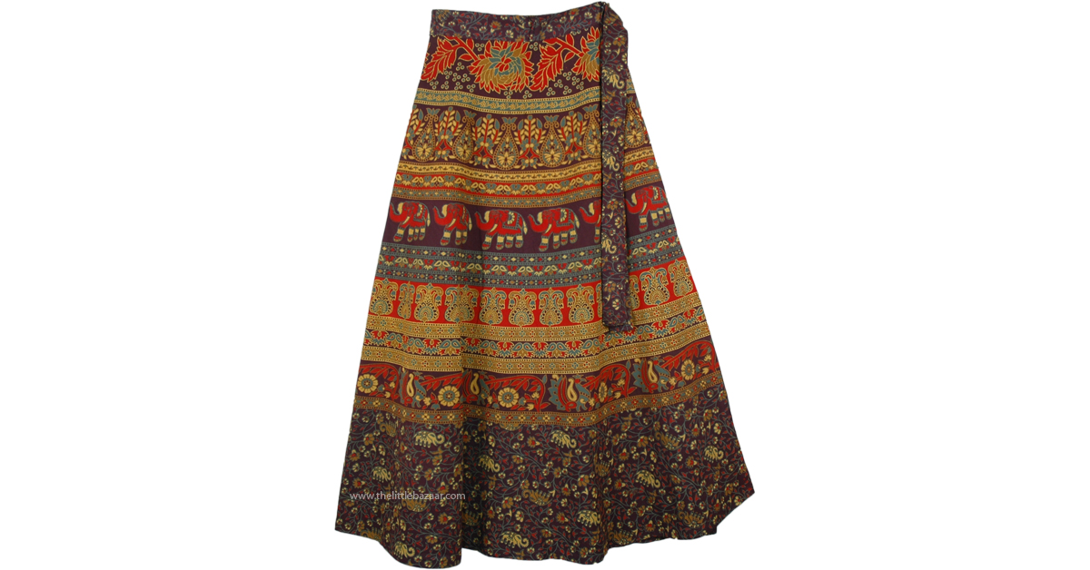 Sale:$19.99 Deep Purple Fall Wrap Skirt with Elephants | Clearance ...