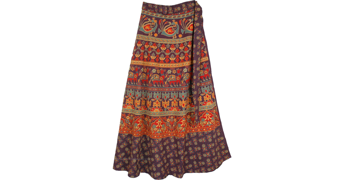 Eclipse Indian Long Wrap Around Skirt | Multicoloured | Wrap-Around ...