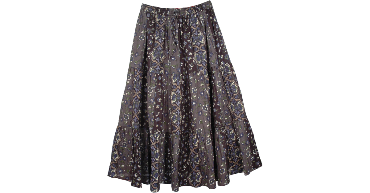 Womens Crinkled Cotton Reversible Long All Weather Skirt ...