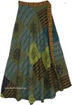 Long Wrap Skirt in Green Hues All Season [4446]