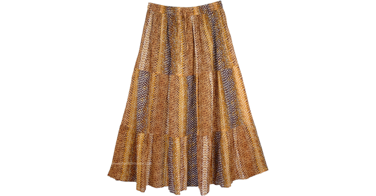 Sale:$11.99 SnakeSkin Pattern Cotton Long Skirt | Clearance | Brown ...