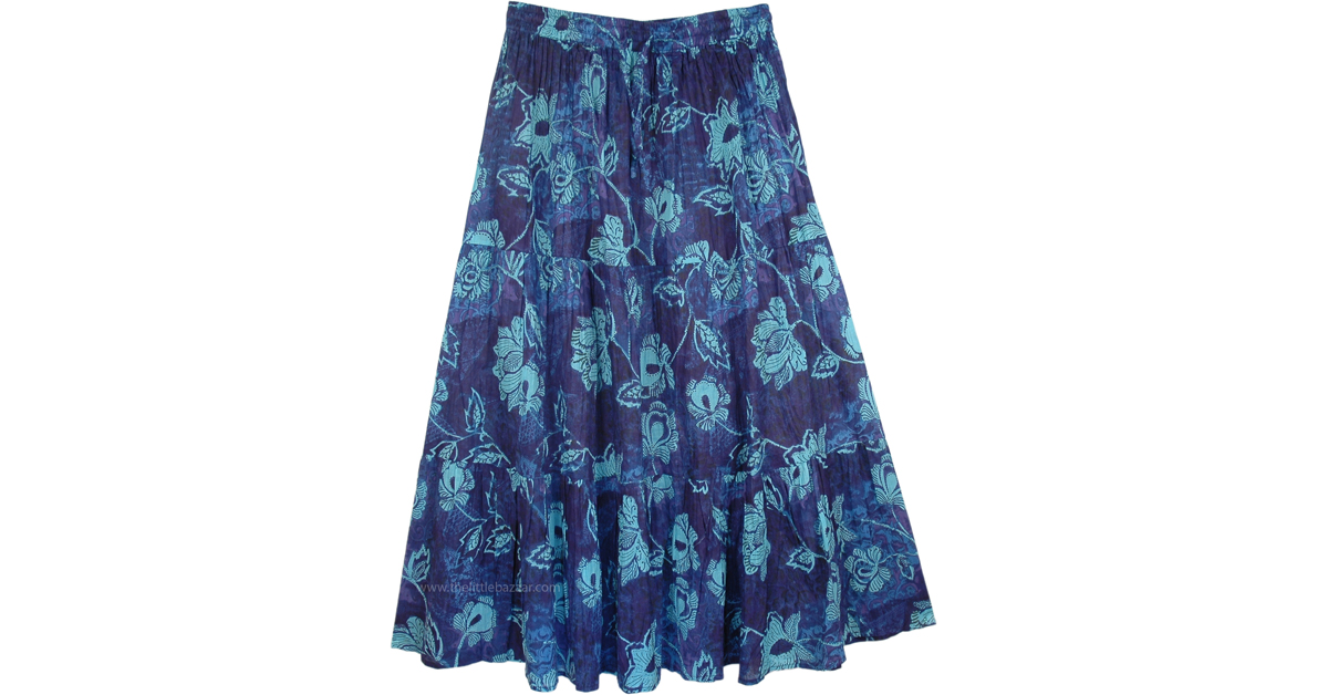 San Juan Island Summer Festival Skirt | Blue | Printed