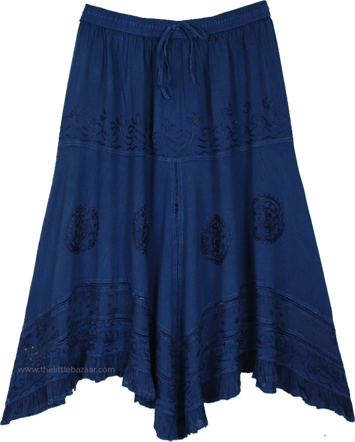 Handkerchief Hem Bunting Blue Western Skirt