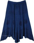 Gladiator Skirt in Dark Blue with Embroidery Renaissance Style [4519]