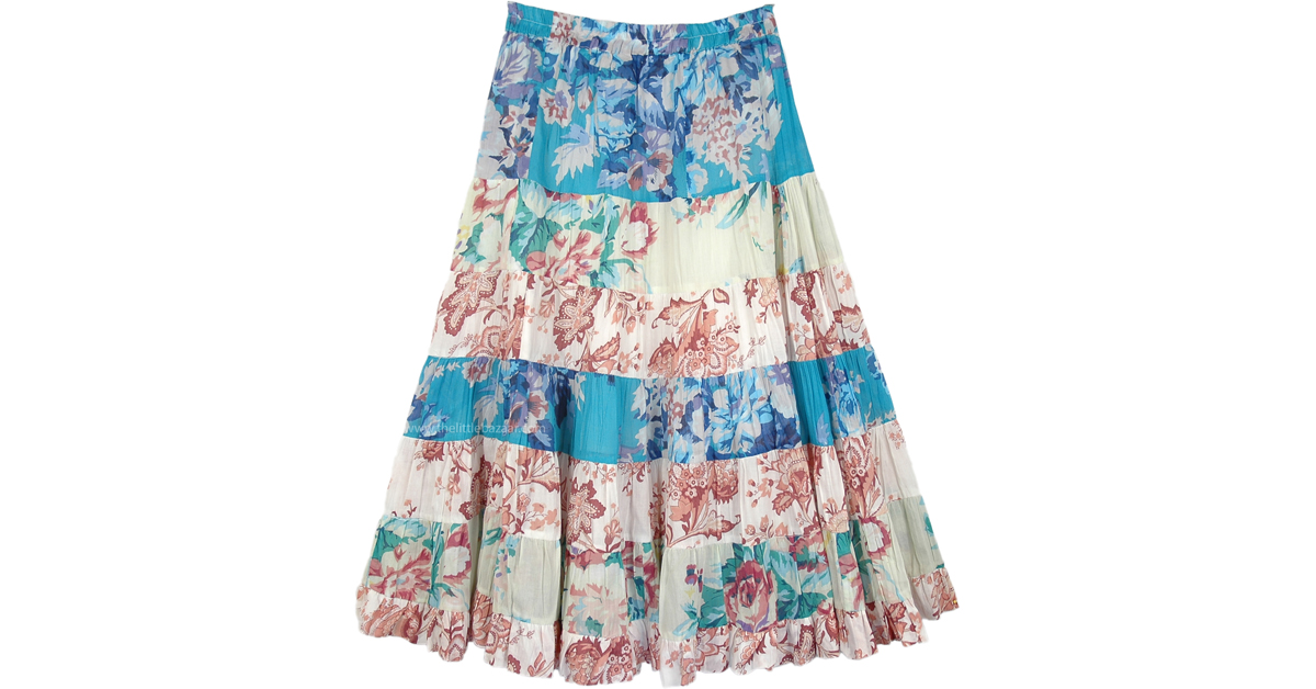 Pearl Hippy Cotton Pastel Floral Skirt 