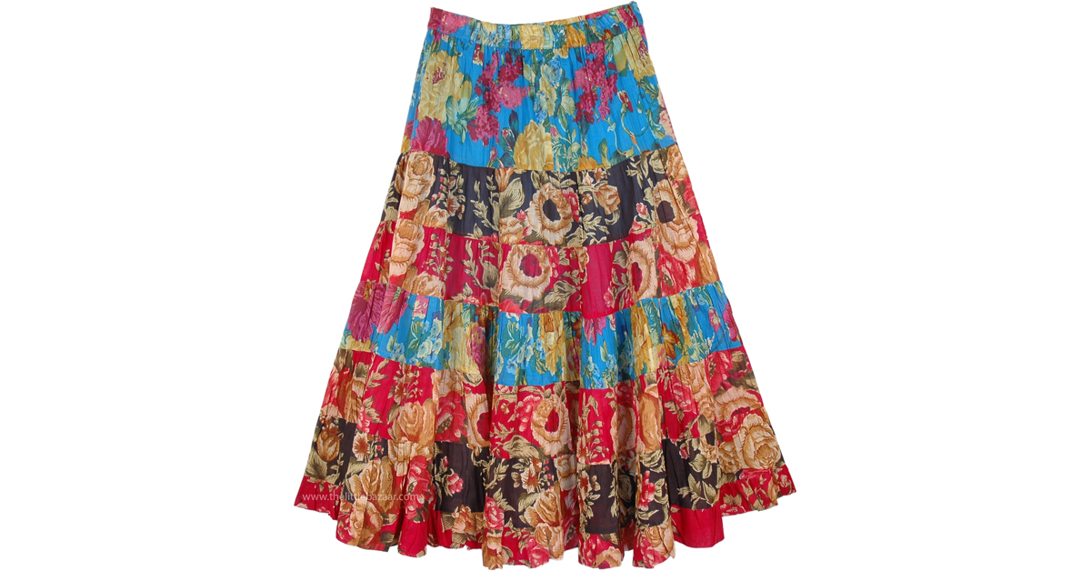 Puerto Rico Cruise Floral Dance Skirt | Multicoloured | Printed ...