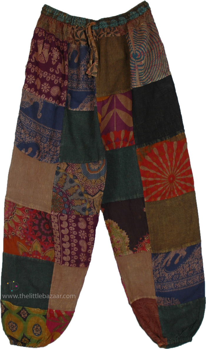 Homey Boho Cotton Patchwork Harem Yoga Pants