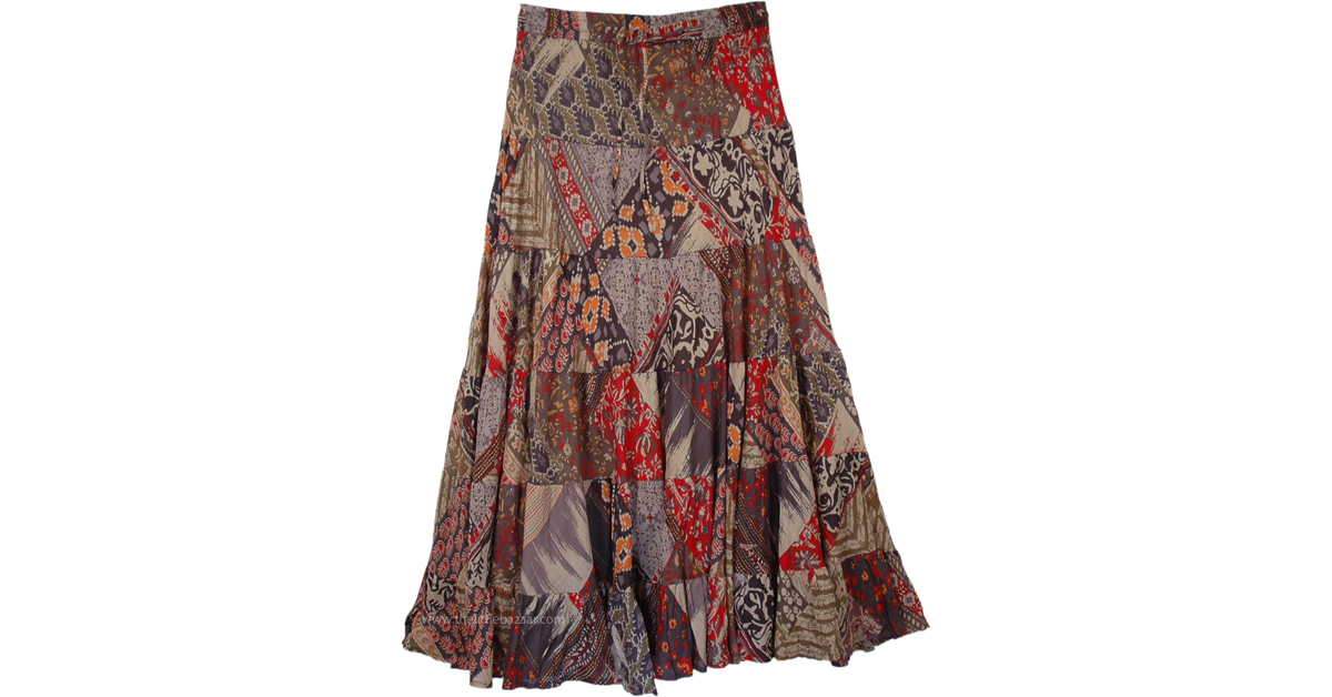 Outdoor Girl Saddle Printed Skirt Long | Multicoloured | Printed,Tiered ...