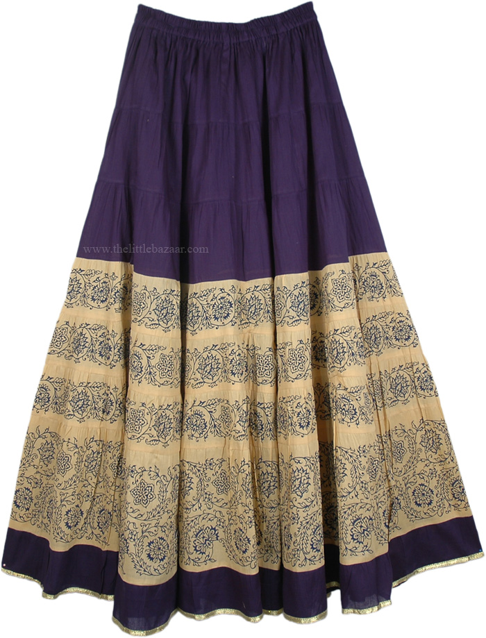 Cotton Long Summer Skirt in Navy Blue Color