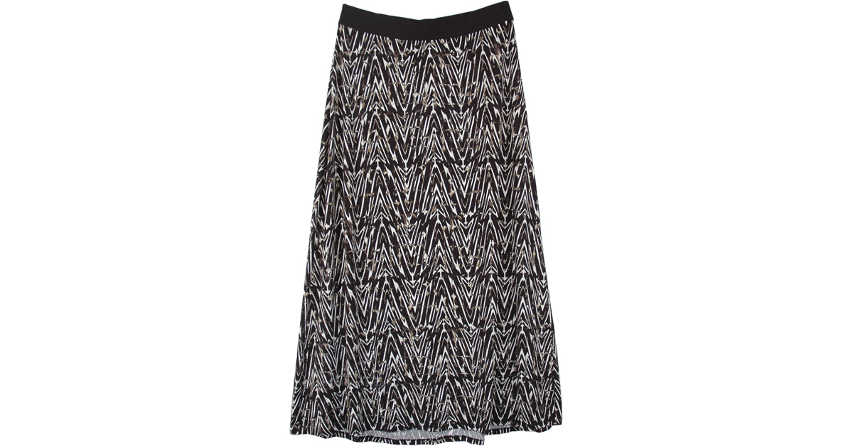 Modern Contrast Printed A Line Long Maxi Skirt | Black | XL-Plus, Maxi ...
