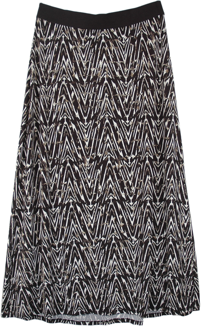 Modern Contrast Printed A Line Long Maxi Skirt | Black | XL-Plus, Maxi ...