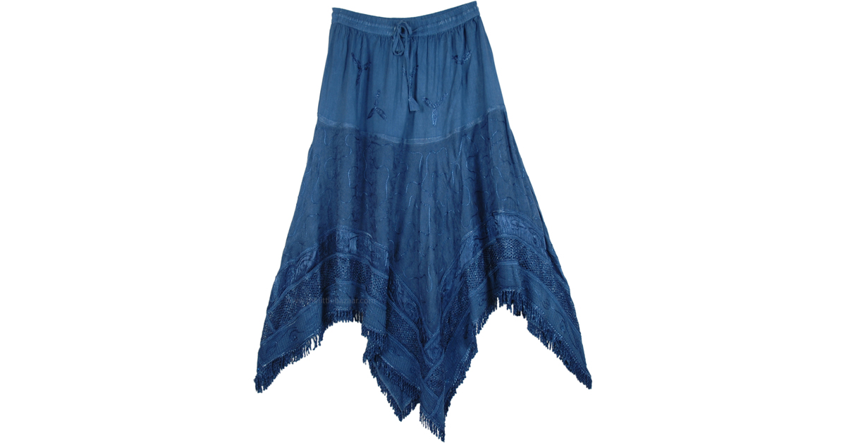Radical Renaissance Rodeo Gypsy Skirt | Blue | Embroidered, Misses ...