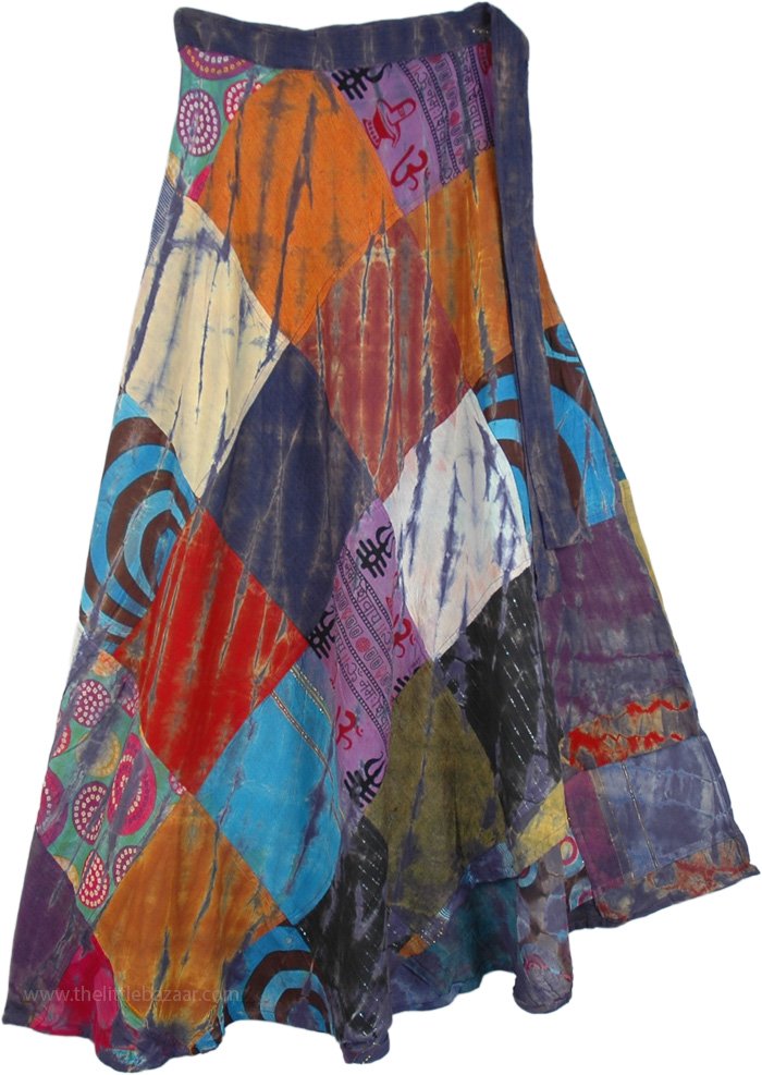 Mystic Mojo Wrap Around Patchwork Skirt