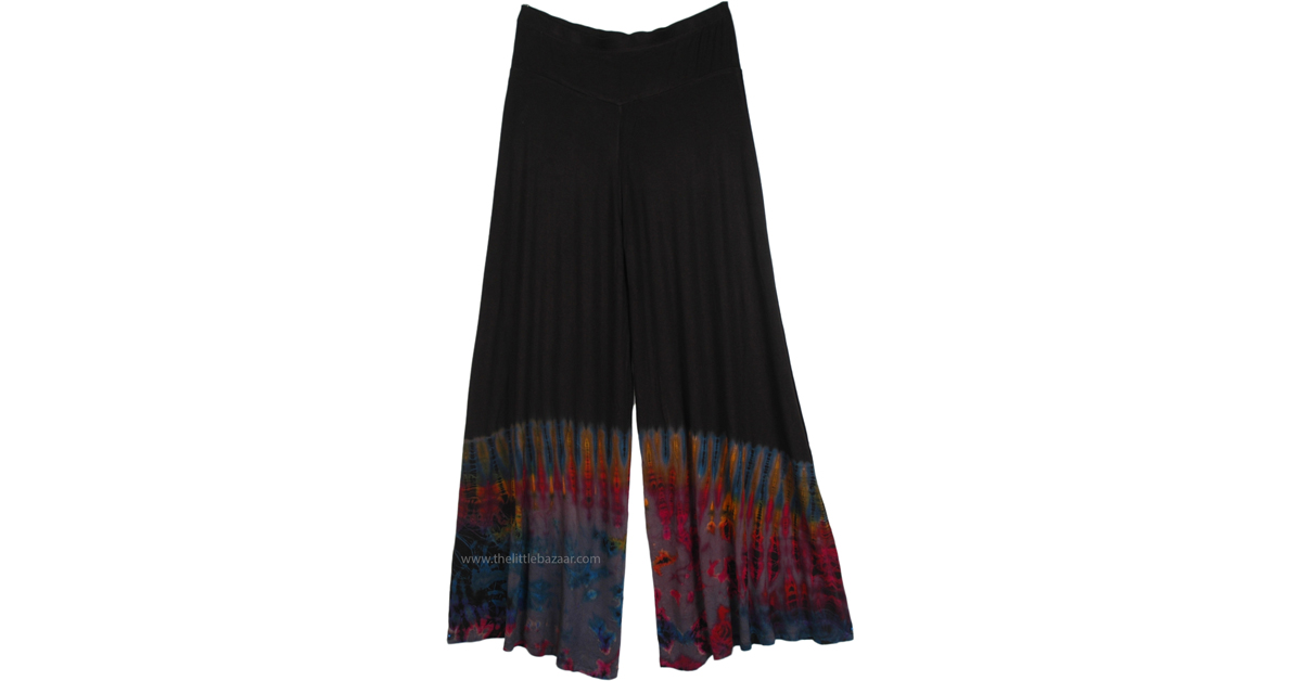 Wide Leg Split Skirt Pants with Colorful Tie-Dye | Black | Split-Skirts ...