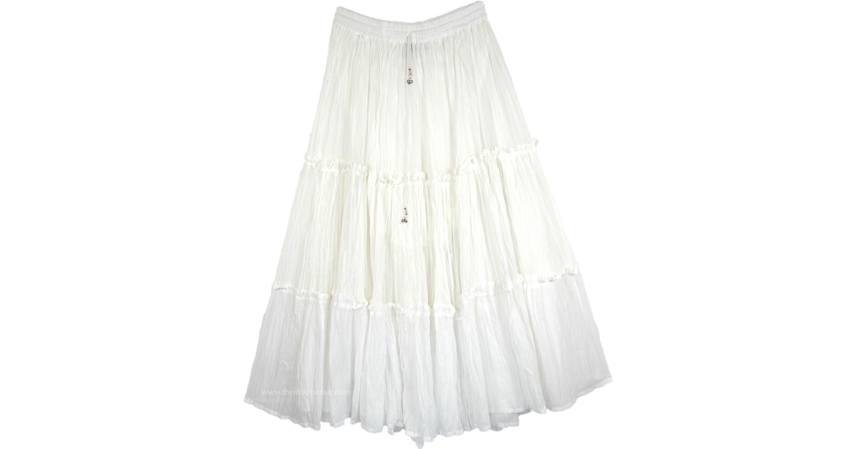 Classic Fun White Everyday Cotton Skirt | White | Misses, Tiered-Skirt ...