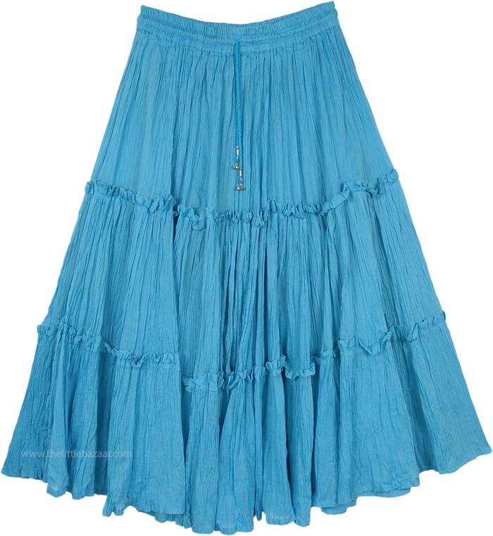 Dodger Blue Full Circle Tiered Gypsy Skirt | Blue | Misses, Tiered ...