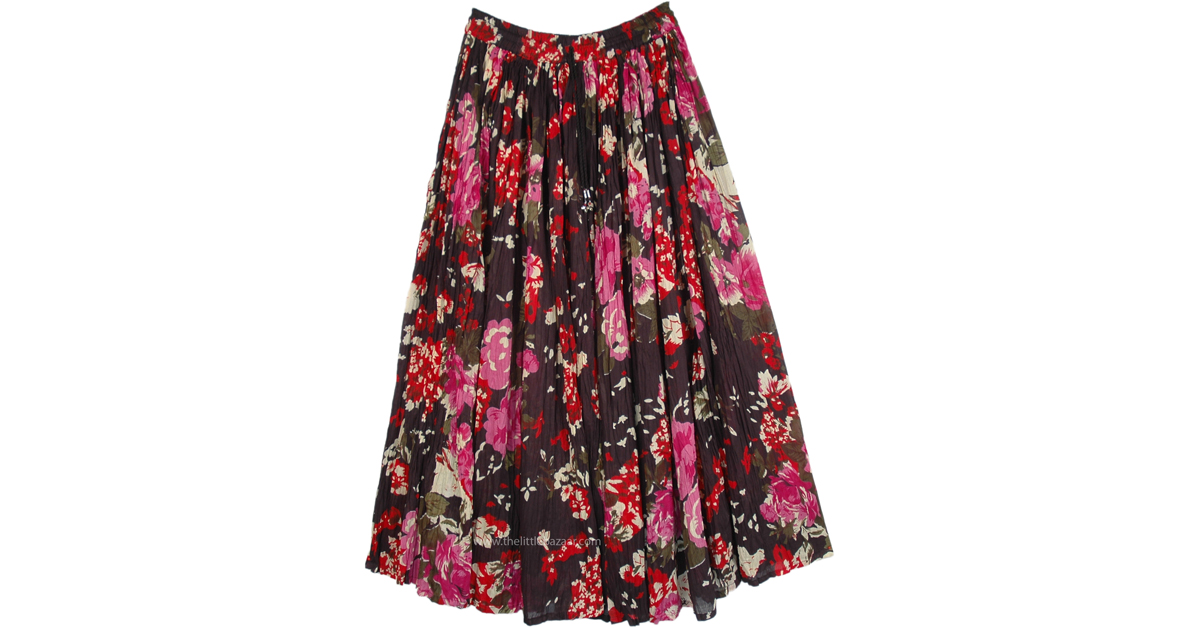 Carnation Printed Cotton Summer Vacation Skirt | Black | Misses ...