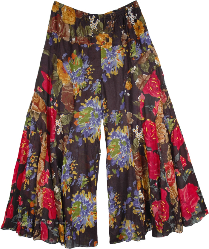 Wide Leg Cotton Culotte Pant in Wild Jungle Floral | Multicoloured ...