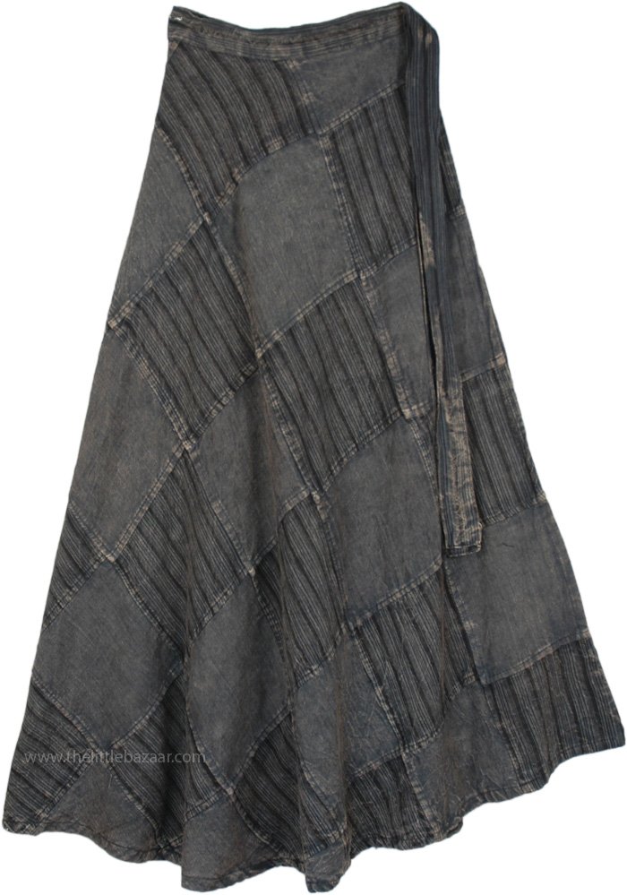 Dove Gray Cotton Long Boho Wrapper Skirt | Black | Wrap-Around-Skirt ...
