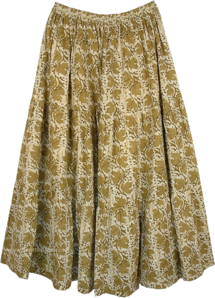 Sycamore Bohemian Full Long Cotton Skirt | Green | XL-Plus, Misses ...