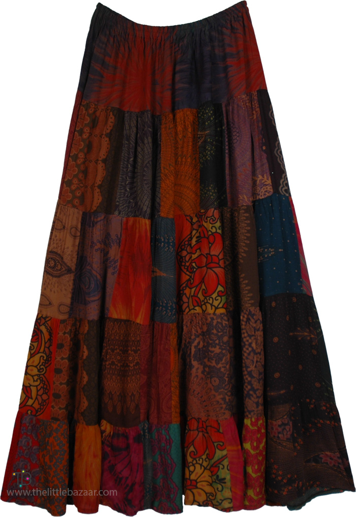 Crimson Tales Wanderer Patchwork Maxi Skirt