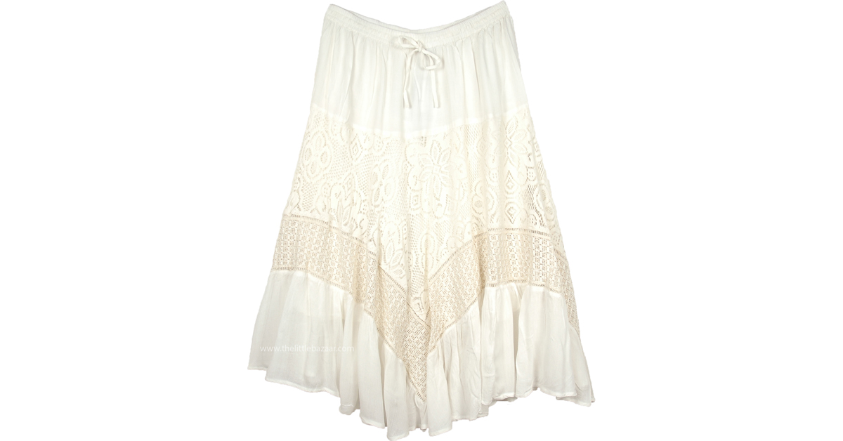 Snow Princess Skirt in Pure White with Chic Lace Tier | White | Crochet ...