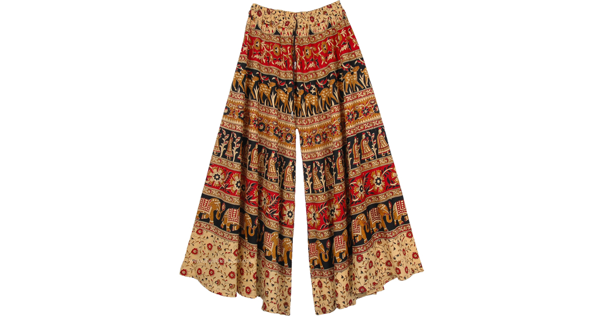Devi Designs womens multicolor elephant print elastic waist pants size XL