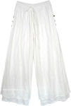 Double Layered Solid White Wide Leg Summer Pants