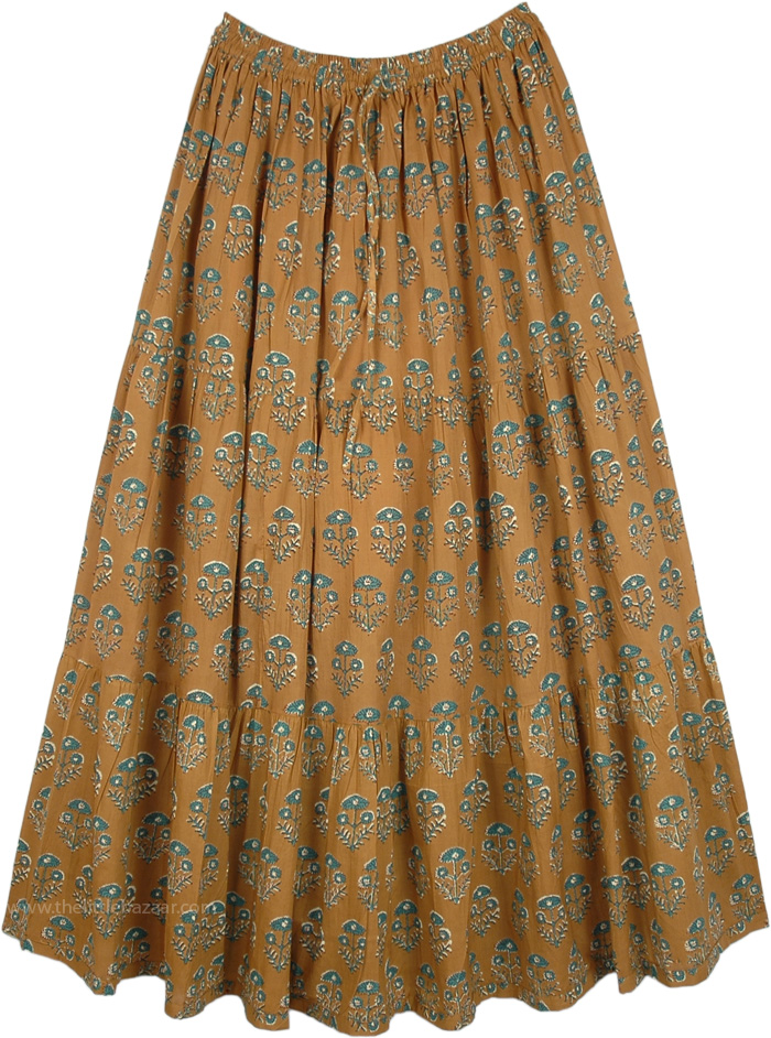 Sale:$18.99 Raw Sienna Earth Tone Summer Cotton Maxi Long Skirt ...