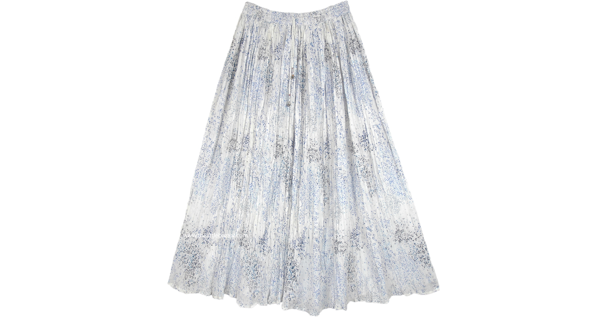 Micro Print White Summer Cotton Long Skirt | White | Crinkle, Misses ...