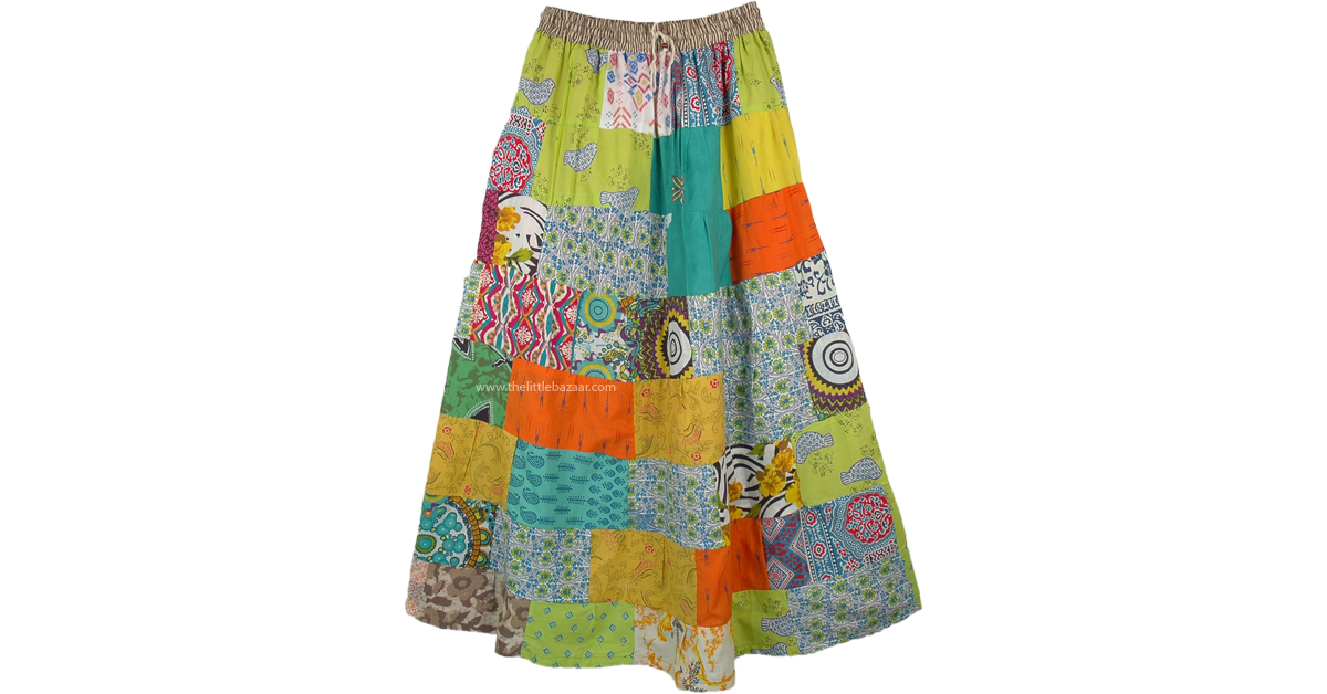 Forever Hippie Cotton Long Broomstick Patchwork Maxi Skirt ...