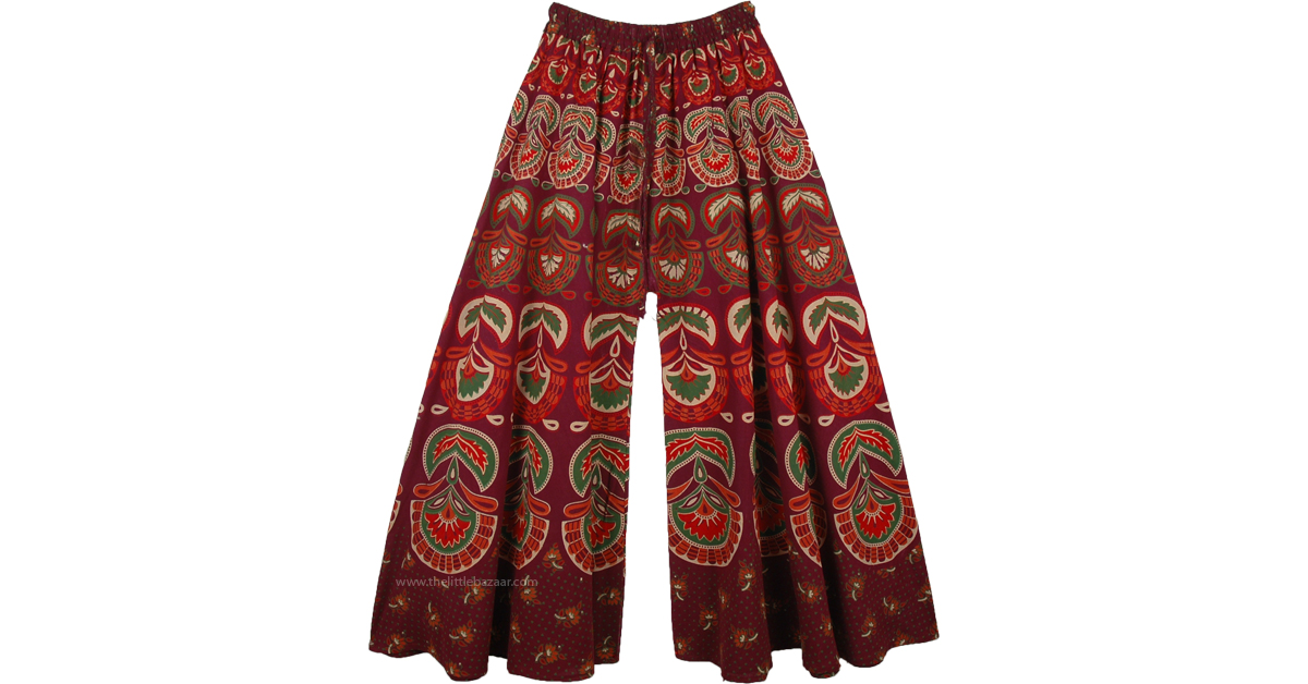 Persian Plum Wide Leg Full Flare Cotton Elephants Pants for Women ...