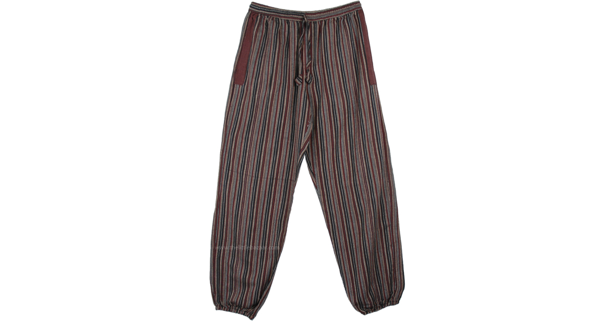 Brown Toned Striped Cotton Womens Harem Pants | Brown | Split-Skirts ...