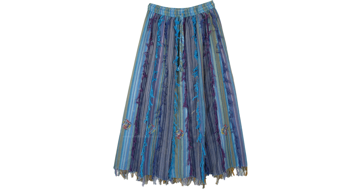 Gypsy Skirt in Blue Tones Long Vertical Patchwork | Blue | Patchwork ...