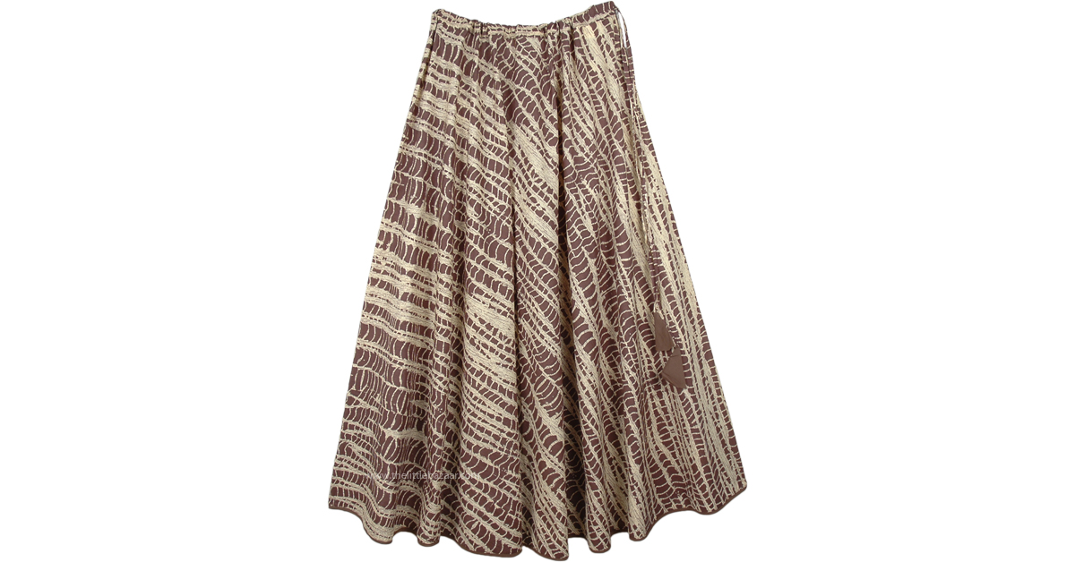 Bohemian Voyage Flowing Long Cotton Skirt in Brown | Brown | Misses ...