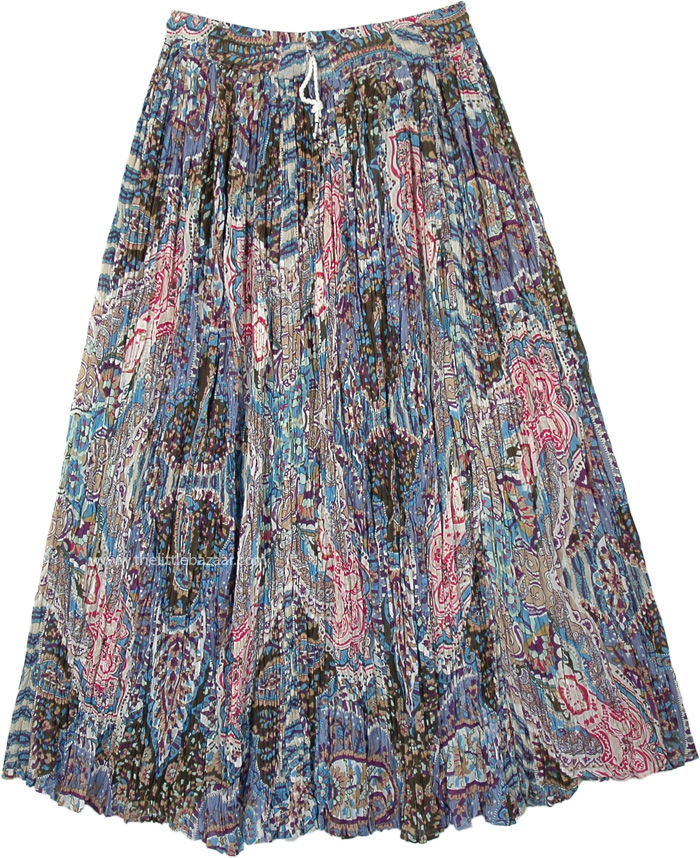 Paisley Printed Crinkled Cotton Summer Skirt | Multicoloured | Crinkle ...