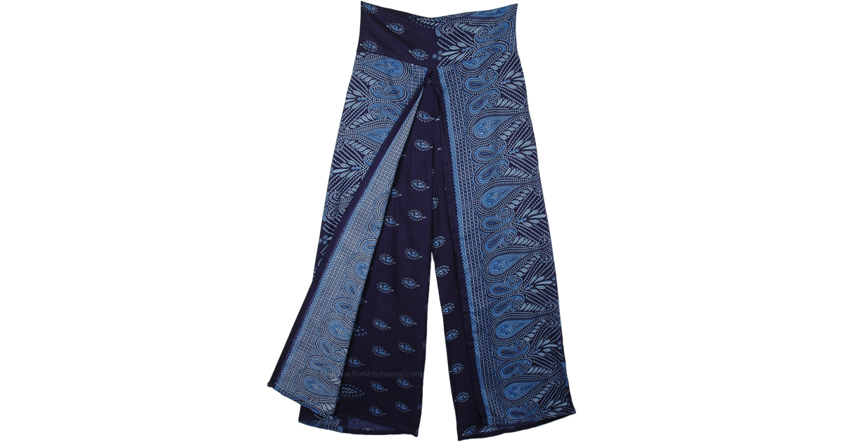 blue paisley pants