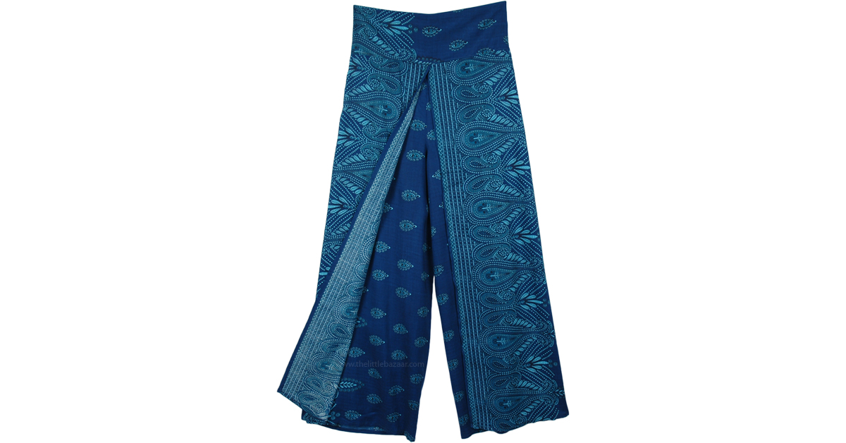 blue paisley pants