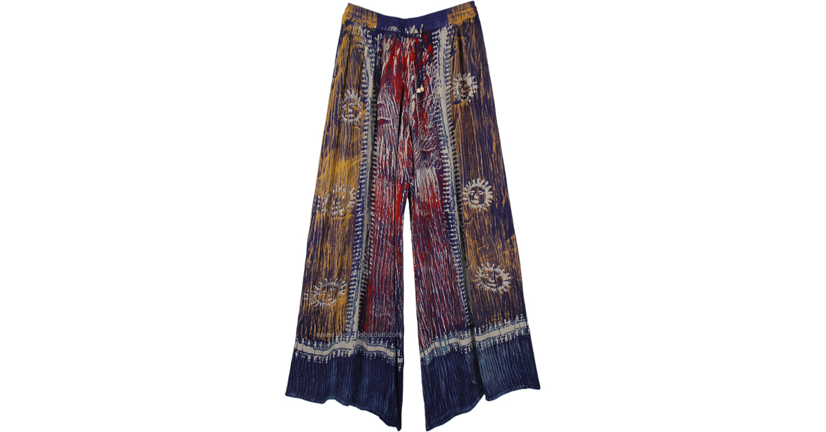 Tribal Dusk Hippie Wide Leg Rayon Pants | Yellow | Split-Skirts-Pants ...