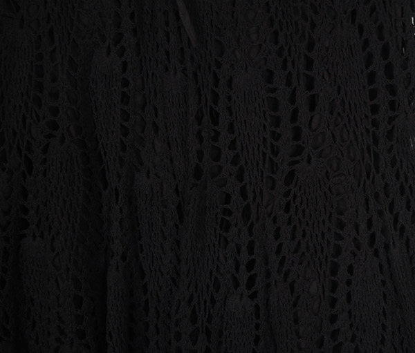 Hand Knit Crochet Pattern Cotton Long Skirt in Black